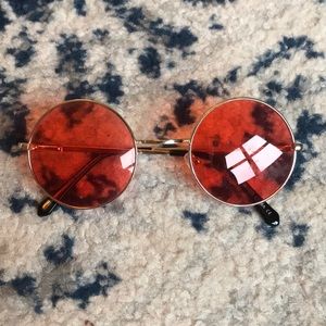Round Frame Red Lens Glasses